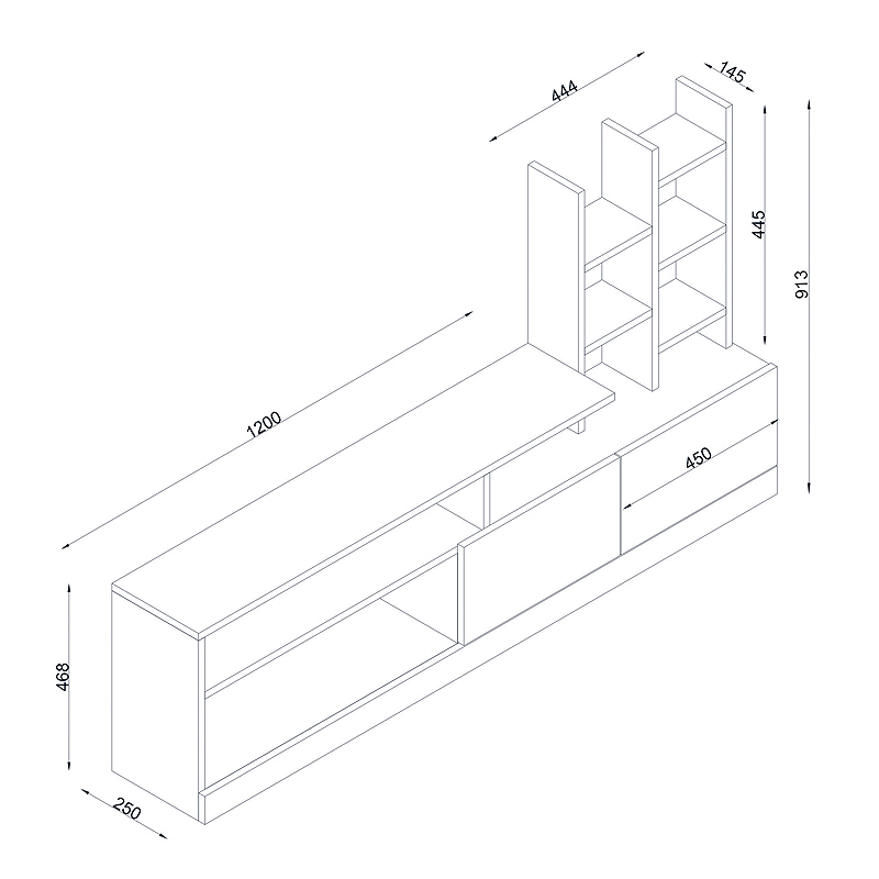 Σύνθεση τηλεόρασης Pesaro Megapap από μελαμίνη χρώμα λευκό 165x25x91,3εκ.