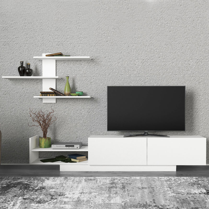 Σύνθεση τηλεόρασης Egemen Megapap από μελαμίνη χρώμα λευκό 180x32x40εκ.