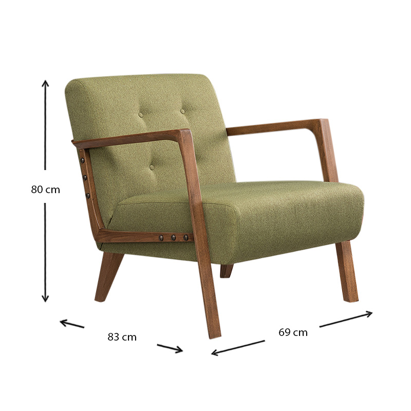 Πολυθρόνα Kemer Megapap υφασμάτινη χρώμα πράσινο 69x83x80εκ.