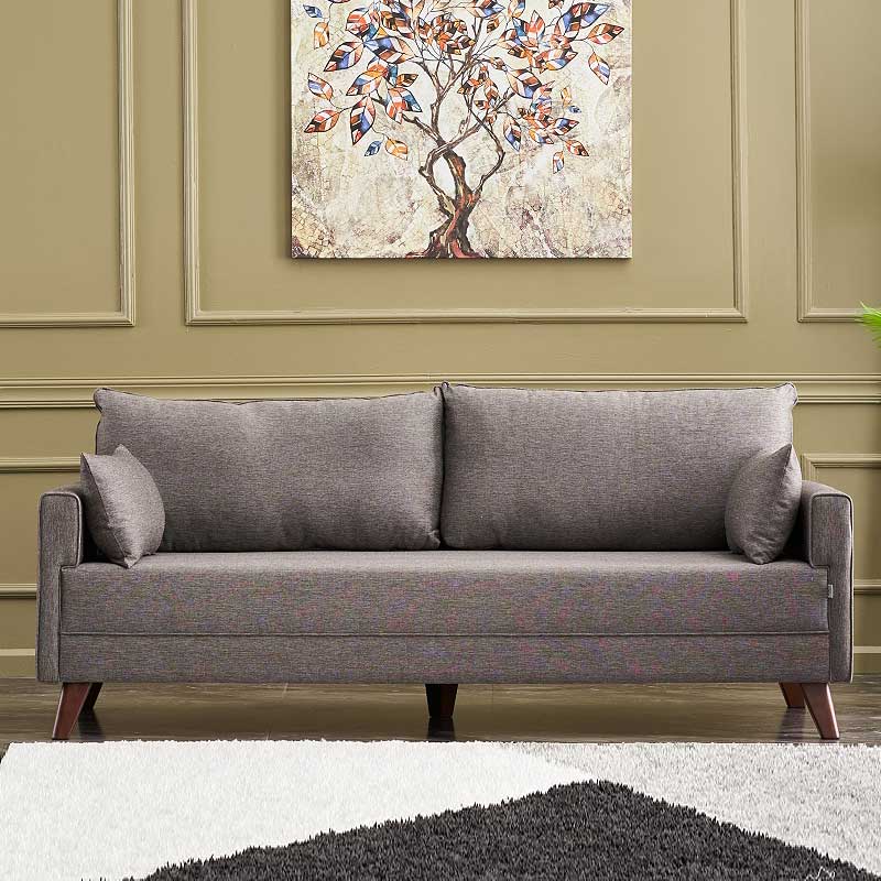 Καναπές Bella Megapap τριθέσιος υφασμάτινος χρώμα καφέ 208x81x85εκ.