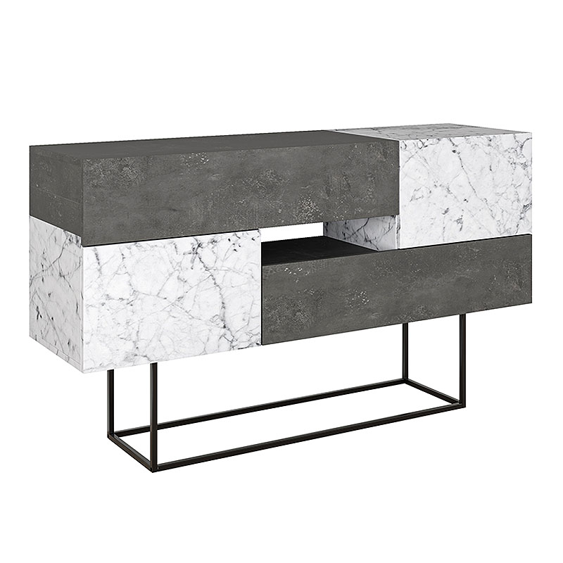 Μπουφές Eros Megapap από μελαμίνη γκρι ρετρό - λευκό εφέ μαρμάρου 145x40x82εκ.