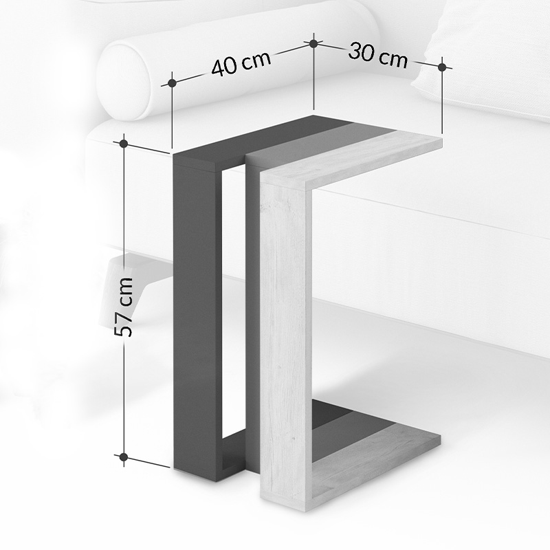 Τραπεζάκι βοηθητικό Muju Megapap μελαμίνης χρώμα ανθρακί 30x40x57εκ.