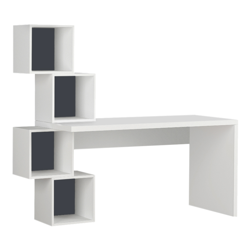 Γραφείο εργασίας Balance Megapap από μελαμίνη χρώμα λευκό 153,5x60x143εκ