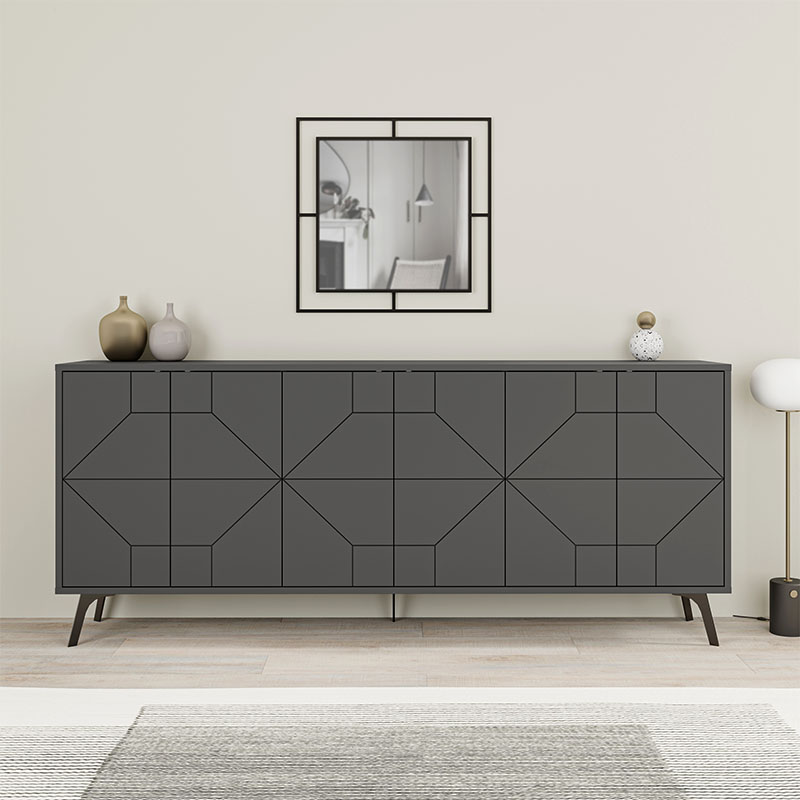 Μπουφές μελαμίνης Dune Megapap χρώμα ανθρακί 184x35x77,4εκ.