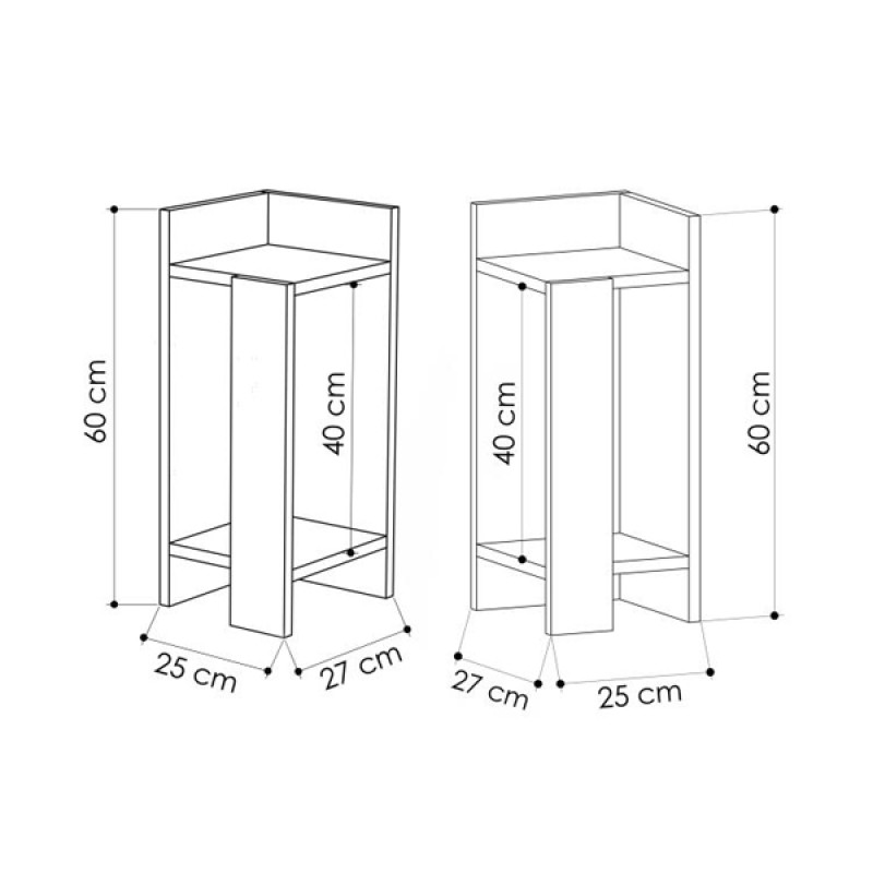 Κομοδίνο μελαμίνης Elos Megapap σετ 2 τεμαχίων χρώμα φυσικό οξιάς - ανθρακί 25x27x60εκ.
