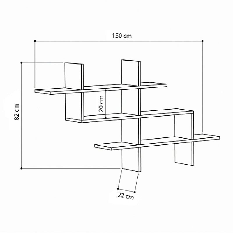 Ραφιέρα τοίχου Halic Megapap μελαμίνης χρώμα λευκό 150x22x82εκ.