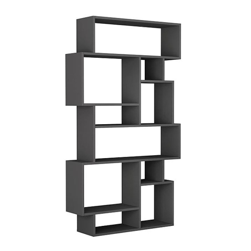 Βιβλιοθήκη μελαμίνης Karmato Megapap χρώμα ανθρακί 96x25,5x168,5εκ.