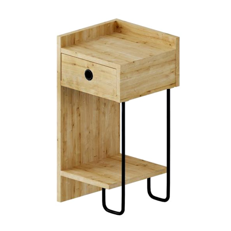 Κομοδίνο μελαμίνης Sirius Megapap αριστερή στήριξη χρώμα φυσικό οξιάς 32x30x61εκ.