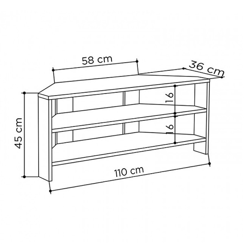 Έπιπλο τηλεόρασης γωνιακό Thales Megapap μελαμίνης χρώμα λευκό 110x36x45εκ.