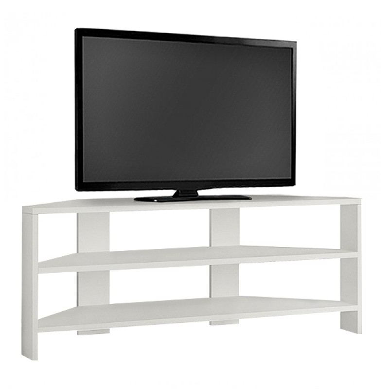 Έπιπλο τηλεόρασης γωνιακό Thales Megapap μελαμίνης χρώμα λευκό 110x36x45εκ.