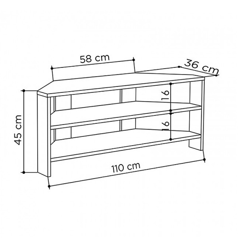 Έπιπλο τηλεόρασης γωνιακό Thales Megapap μελαμίνης χρώμα λευκό 110x36x45εκ.