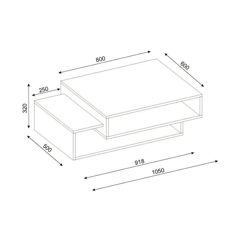 Τραπεζάκι σαλονιού Tab Megapap από μελαμίνη χρώμα λευκό - cordoba 105x60x32εκ.