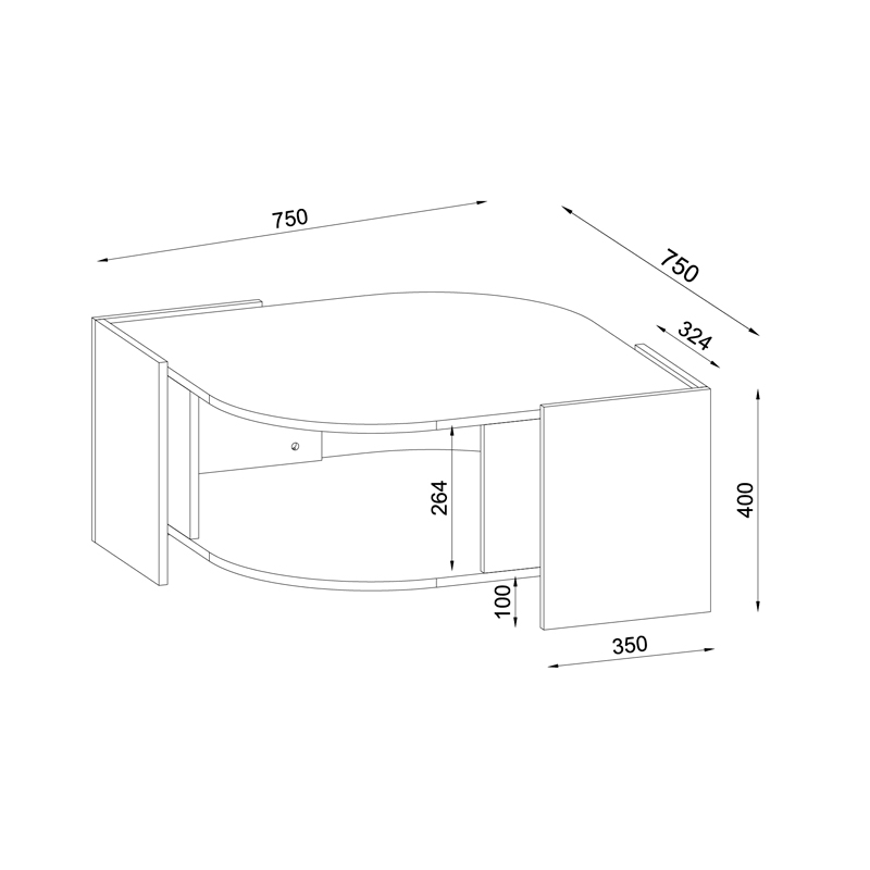 Τραπεζάκι σαλονιού Marbel Megapap από μελαμίνη χρώμα καρυδί - μαύρο εφέ μαρμάρου 75x75x40εκ.