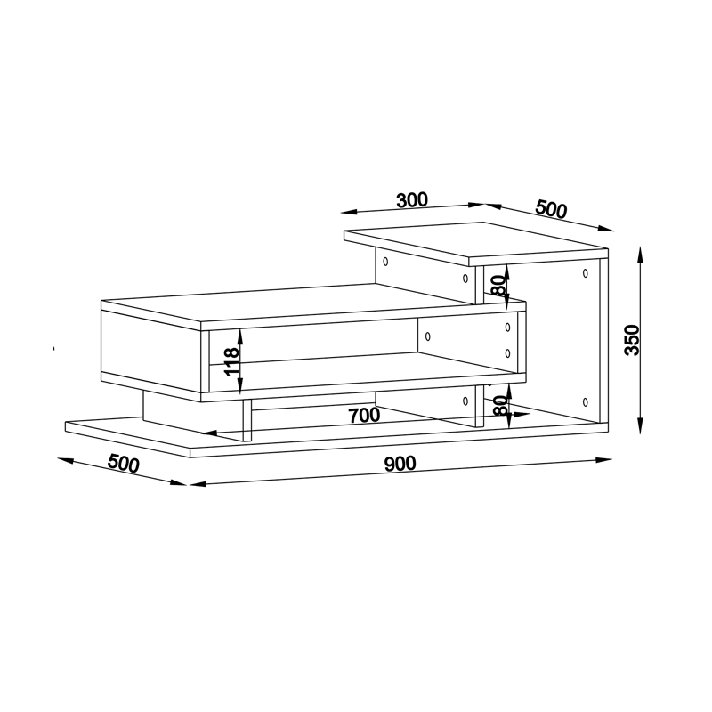 Τραπεζάκι σαλονιού Flynn Megapap από μελαμίνη χρώμα λευκό - καρυδί 90x50x35εκ.