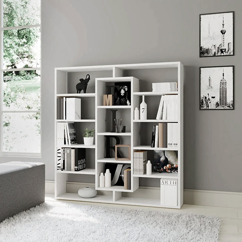 Βιβλιοθήκη μελαμίνης Ample Megapap χρώμα λευκό 125x22x135,7εκ.