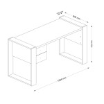 Γραφείο εργασίας Fernando Megapap από μελαμίνη χρώμα λευκό 158,4x60x72,2εκ.