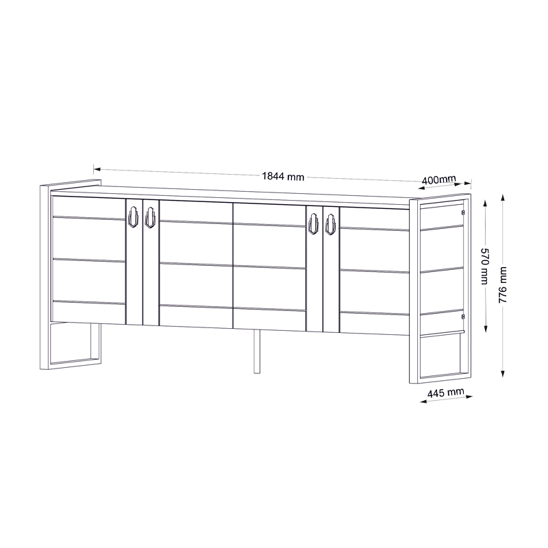 Μπουφές μελαμίνης Ursula Megapap χρώμα καρυδί 180x40x77,6εκ.