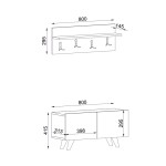 Έπιπλο εισόδου Lores Megapap από μελαμίνη χρώμα λευκό - καρυδί 80x31,3x41,5εκ.