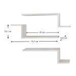 Ραφιέρα τοίχου Lowa Megapap 3 τεμαχίων από μελαμίνη χρώμα λευκό 57,7x14,5x18εκ.