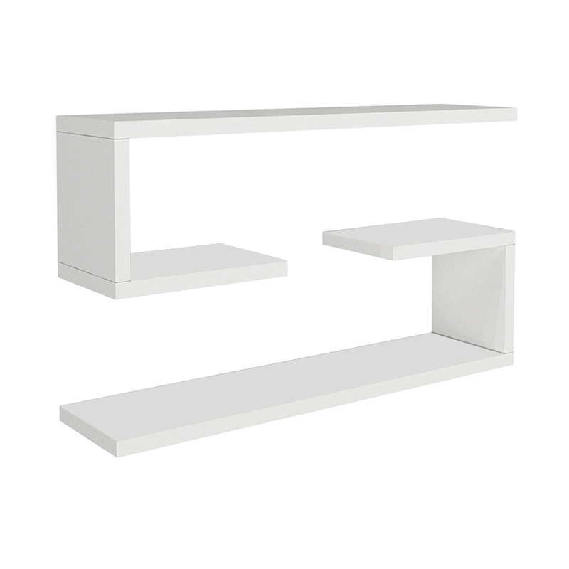 Ραφιέρα τοίχου Jenika Megapap 2 τεμαχίων από μελαμίνη χρώμα λευκό 60x14,5x18εκ.