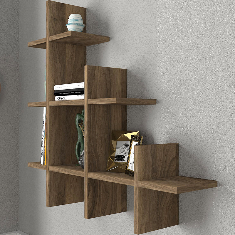 Ραφιέρα τοίχου Juke Megapap από μελαμίνη χρώμα καρυδί 81,8x18x80εκ.