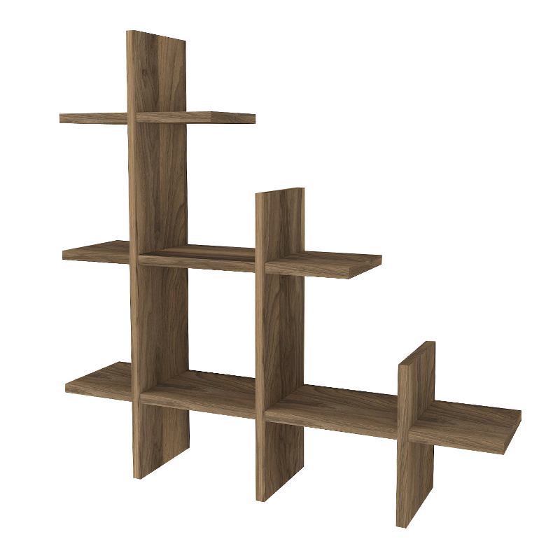 Ραφιέρα τοίχου Juke Megapap από μελαμίνη χρώμα καρυδί 81,8x18x80εκ.