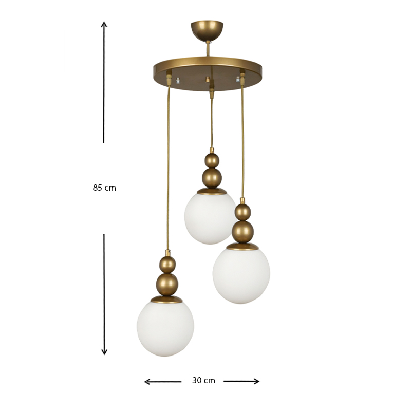 Φωτιστικό οροφής Latona Megapap E27 μεταλλικό τρίφωτο χρώμα χρυσό 30x30x85εκ.