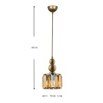 Φωτιστικό οροφής Alaba Megapap E27 μεταλλικό - γυάλινο μονόφωτο χρώμα χρυσό 15x15x65εκ.