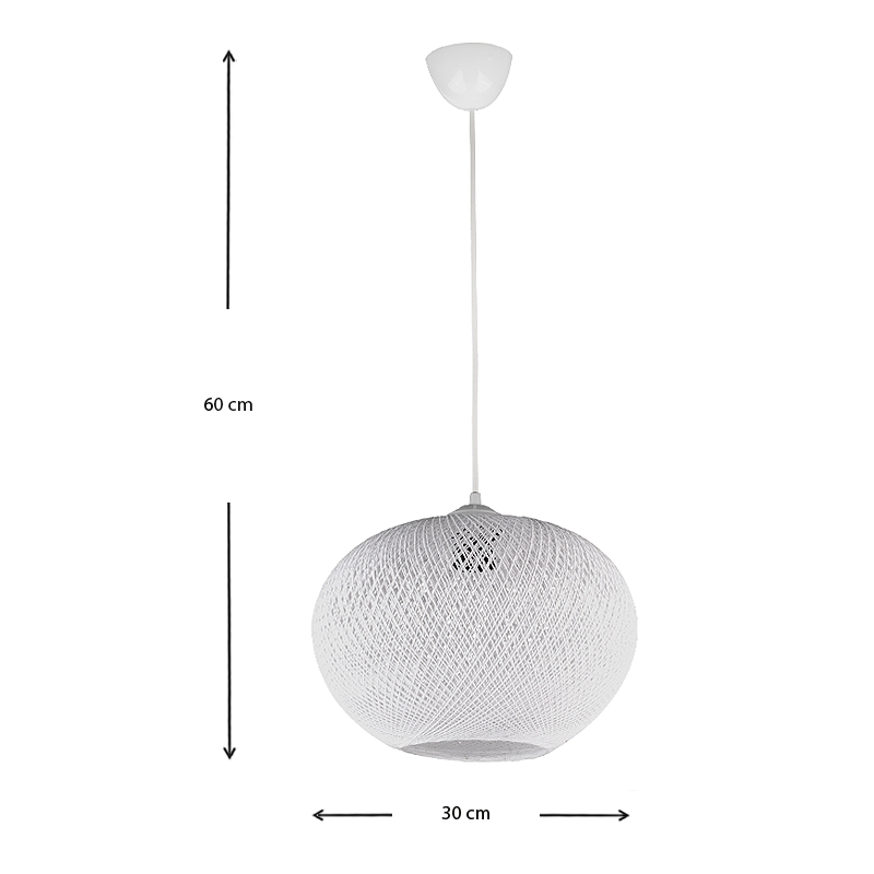 Φωτιστικό οροφής Visca Megapap E27 από σχοινί μονόφωτο χρώμα λευκό 30x30x60εκ.