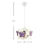 Φωτιστικό οροφής Papilia Megapap E27 υφασμάτινο μονόφωτο χρώμα λευκό - λιλά 20x20x60εκ.