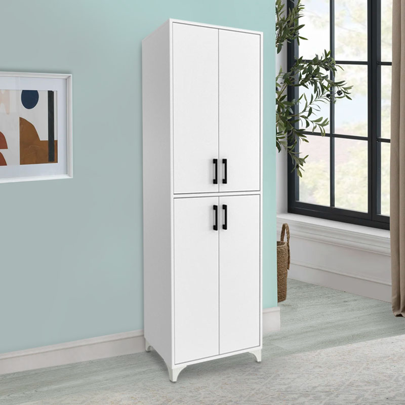 Ντουλάπα κουζίνας/μπάνιου Charlie Megapap από μελαμίνη χρώμα λευκό 62,6x35,8x190,9εκ.