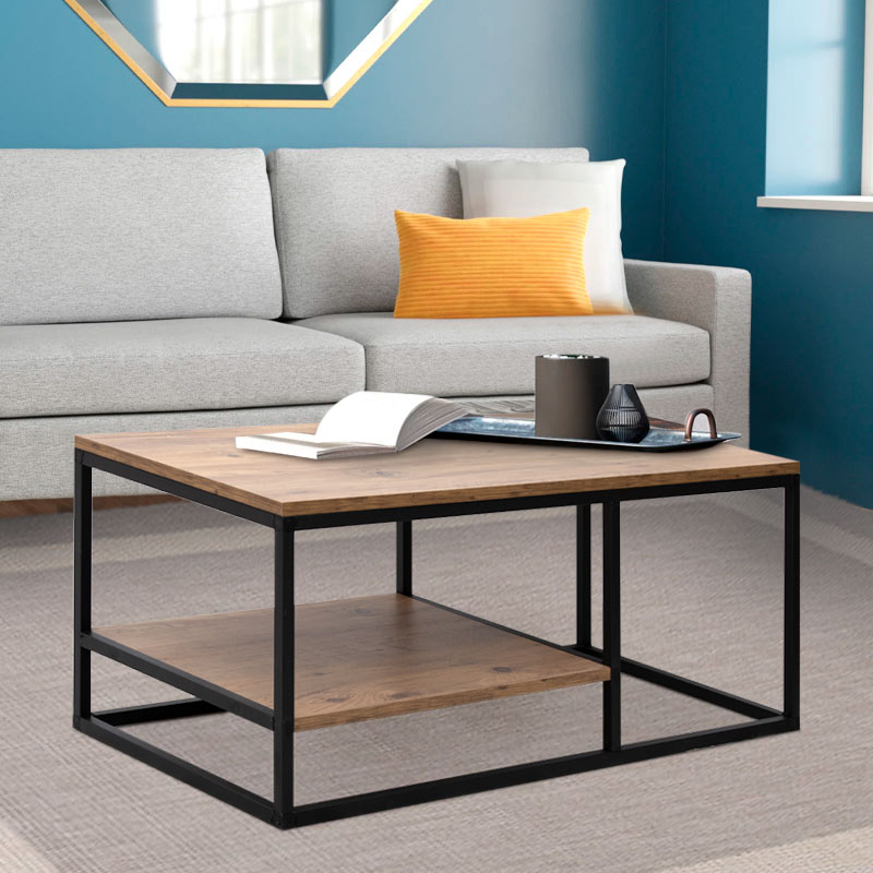 Τραπεζάκι σαλονιού Kane Megapap μεταλλικό - μελαμίνης χρώμα pine oak 106x50x42εκ.