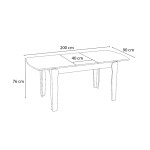 Τραπέζι μελαμίνης Helmut Megapap επεκτεινόμενο χρώμα καρυδί 160/200x90x76εκ.