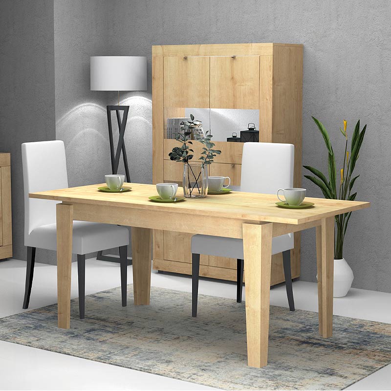 Τραπέζι μελαμίνης Helmut Megapap επεκτεινόμενο χρώμα φυσικό οξιάς 160/200x90x76εκ.