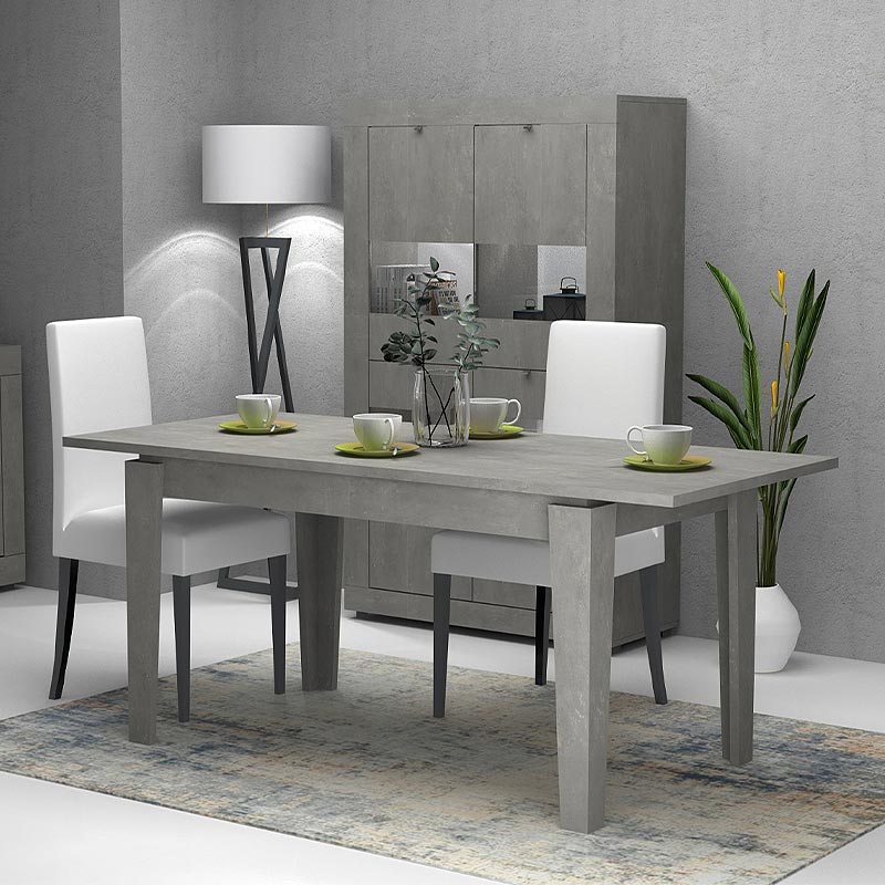 Τραπέζι μελαμίνης Helmut Megapap επεκτεινόμενο χρώμα γκρι ρετρό 160/200x90x76εκ.