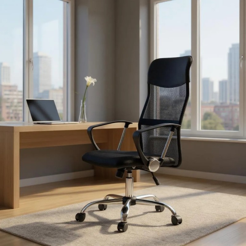 Καρέκλα γραφείου Marco Megapap με ύφασμα Mesh χρώμα μαύρο 62x59x110/120εκ.