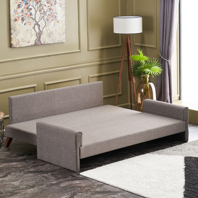 Καναπές - κρεβάτι Bella Megapap τριθέσιος υφασμάτινος χρώμα καφέ 208x81x85εκ.