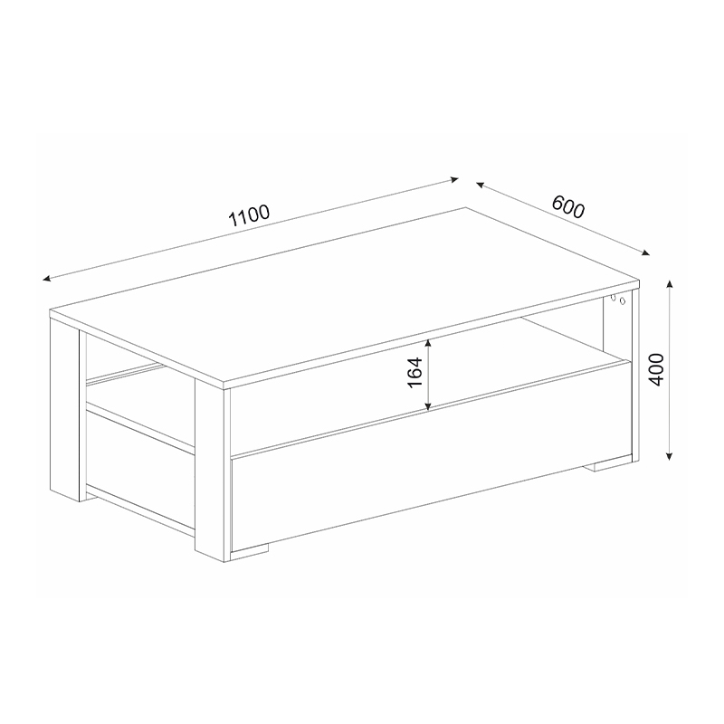 Τραπεζάκι σαλονιού Balina Megapap από μελαμίνη χρώμα λευκό 110x60x40εκ.
