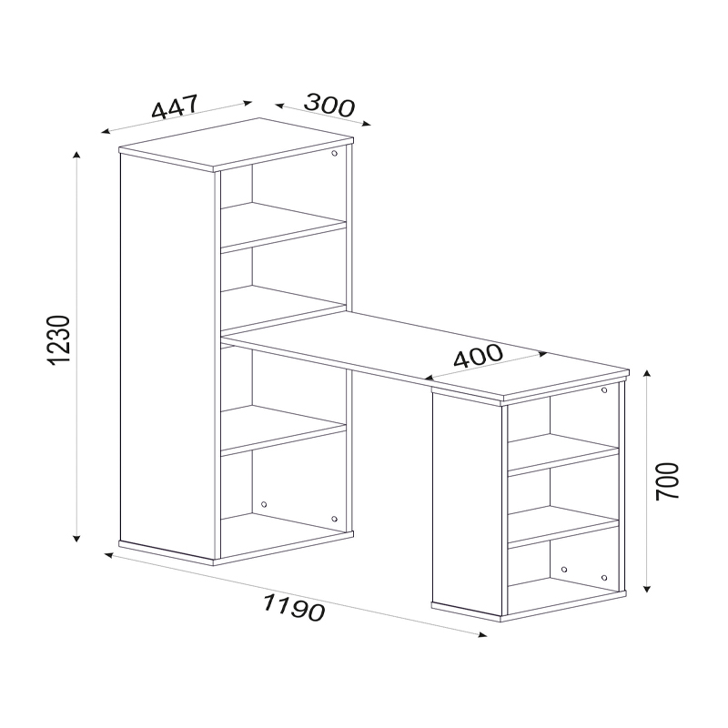 Γραφείο εργασίας πολυμορφικό Last Megapap από μελαμίνη χρώμα λευκό 119x44,7x123εκ.