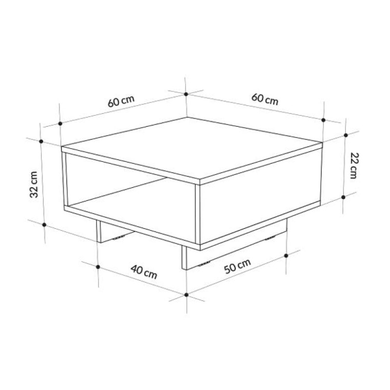 Τραπεζάκι σαλονιού Hola Megapap μελαμίνης χρώμα λευκό 60x60x32εκ.