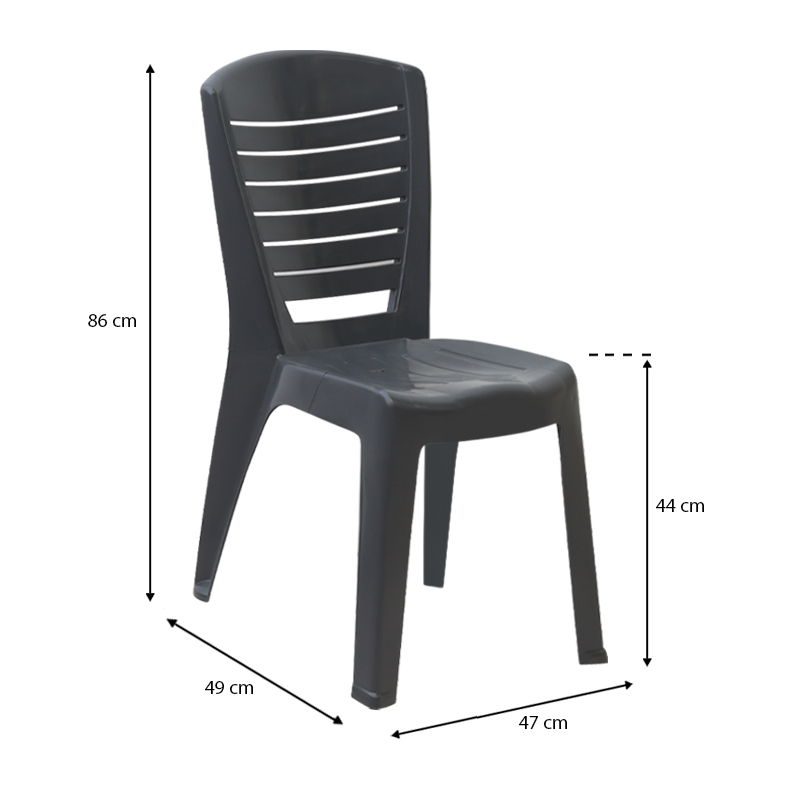 Καρέκλα πολυπροπυλενίου Tabia Megapap χρώμα ανθρακί 47x49x86εκ.
