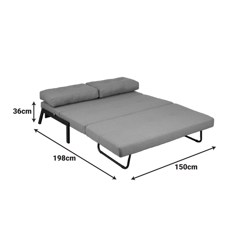 Καναπές 2θέσιος-κρεβάτι Fancy pakoworld ύφασμα σε ανθρακί απόχρωση με μαύρο πόδι 150x92x77εκ