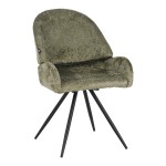 Καρέκλα περιστρεφόμενη Morea pakoworld μπουκλέ ύφασμα σε λαδί απόχρωση με μαύρα μεταλλικά πόδια 68x66x82.5εκ