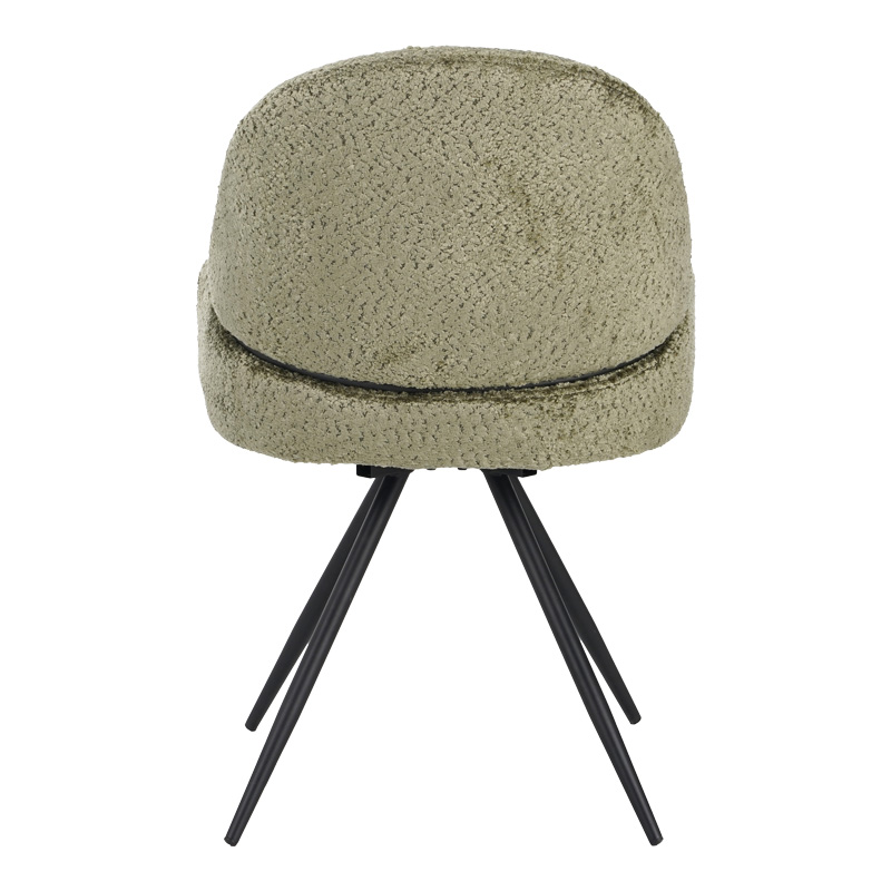 Καρέκλα περιστρεφόμενη Morea pakoworld μπουκλέ ύφασμα σε λαδί απόχρωση με μαύρα μεταλλικά πόδια 68x66x82.5εκ