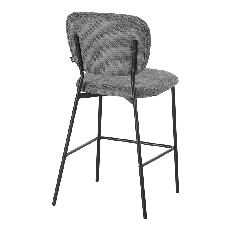 Σκαμπό μπαρ Cathair pakoworld μπουκλέ ύφασμα σε γκρι απόχρωση με μαύρα μεταλλικά πόδια 48x54x100εκ