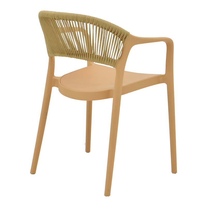 Πολυθρόνα Ankara pakoworld στοιβαζόμενη pp cappuccino απόχρωση με μπεζ rattan 57x48x80εκ