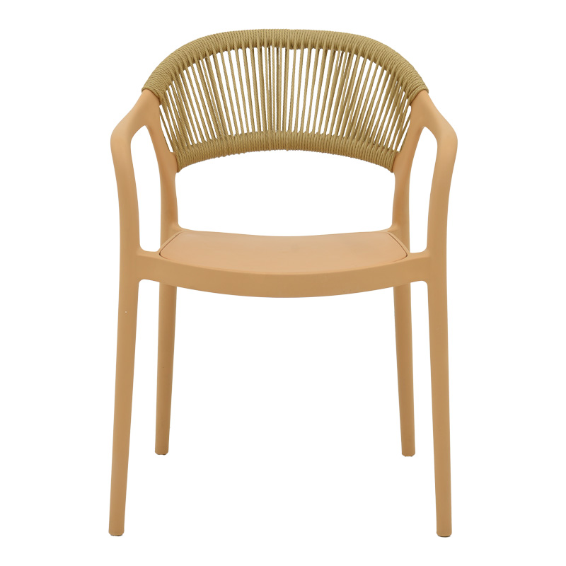 Πολυθρόνα Ankara pakoworld στοιβαζόμενη pp cappuccino απόχρωση με μπεζ rattan 57x48x80εκ