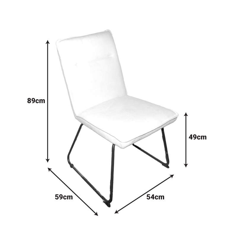 Καρέκλα Essential pakoworld ύφασμα λευκό-πόδι μάυρο μεταλλικό 54x59x89εκ