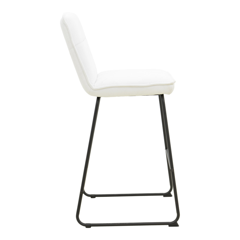 Σκαμπό μπαρ Essential pakoworld ύφασμα λευκό-πόδι μάυρο μεταλλικό 53x64.5x107εκ