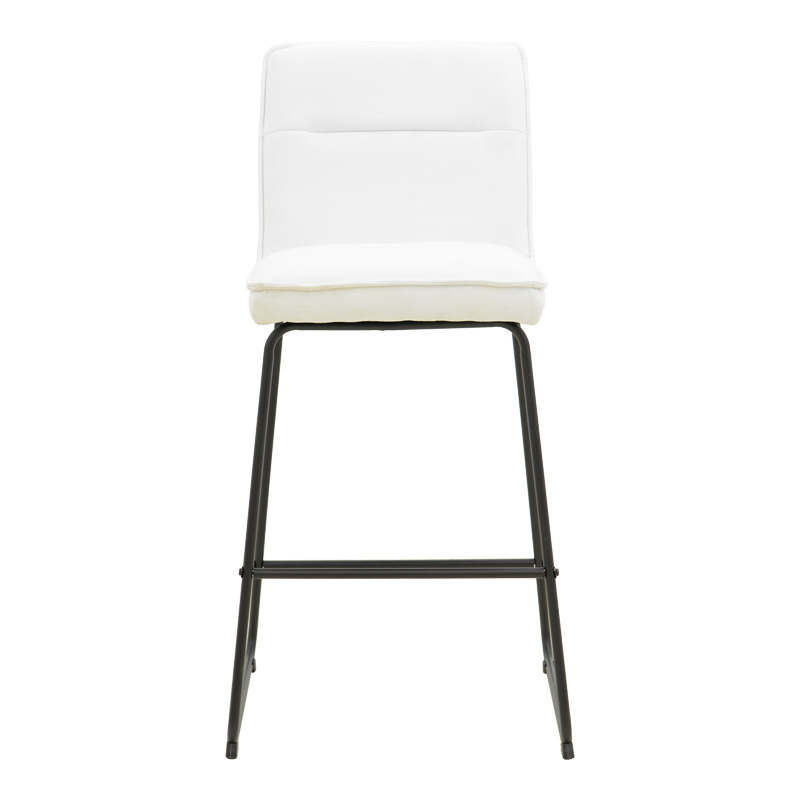 Σκαμπό μπαρ Essential pakoworld ύφασμα λευκό-πόδι μάυρο μεταλλικό 53x64.5x107εκ